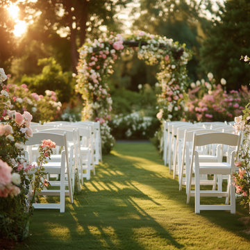 8-Pack Resin Chairs with Vinyl Padded Seat for Folding Use White – Stylish Design for Indoor or Outdoor Weddings & Gatherings