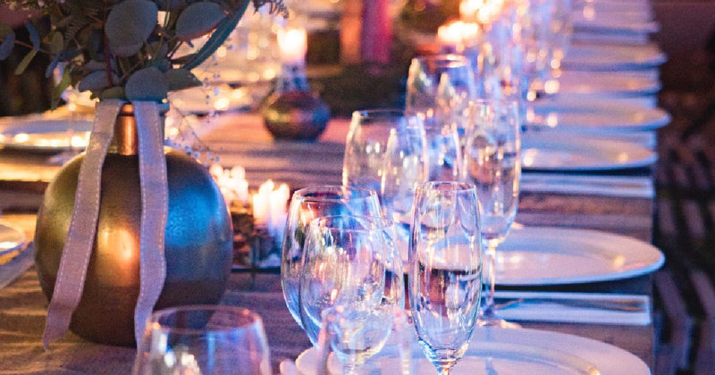 Floral Table Centerpieces With Glasses And Chargers