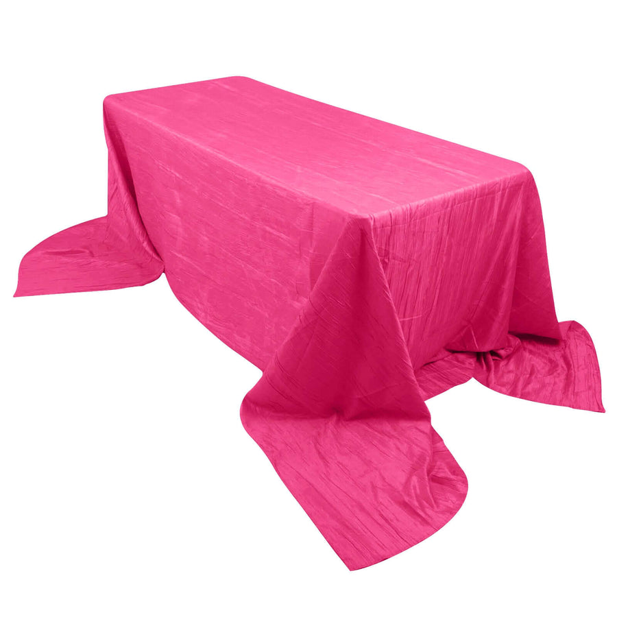 90x156inch Fuchsia Accordion Crinkle Taffeta Rectangular Tablecloth