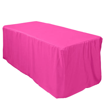 Fuchsia Fitted Polyester Rectangle Tablecloth 6ft Table Cover For 72"x30" Tables
