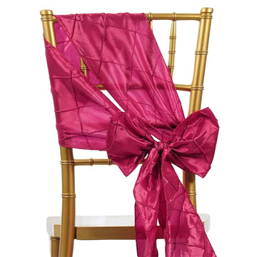 5 Pack 7"x106" Fuchsia Pintuck Chair Sashes