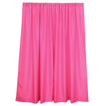 2 Pack Fuchsia Polyester Event Curtain Drapes, 10ftx8ft Backdrop Event Panels With Rod Pockets 130 GSM