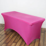Fuchsia Stretch Spandex Rectangle Tablecloth 6ft Wrinkle Free Fitted Table Cover for 72"x30" Tables