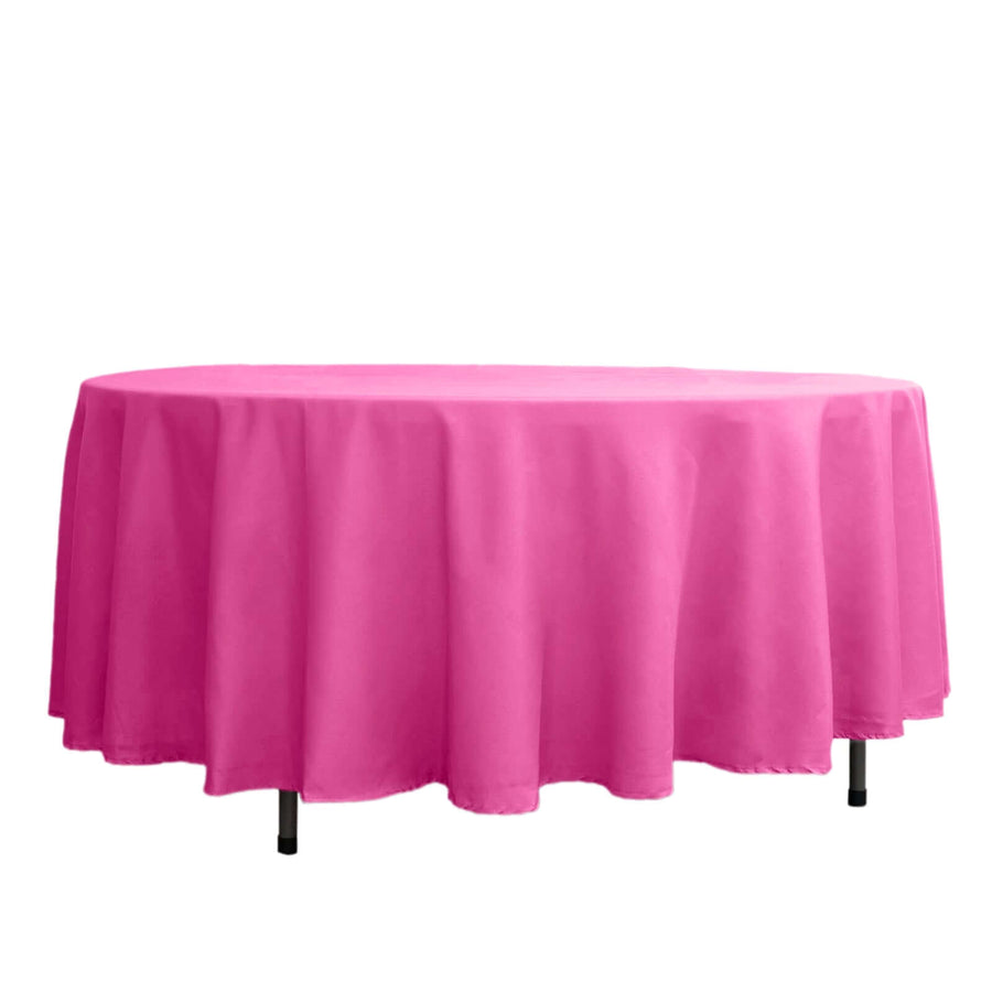 108inch Fuchsia Polyester Round Tablecloth