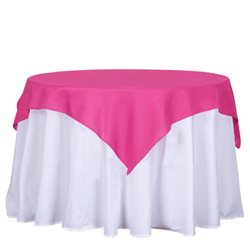 54"x54" Fuchsia Square Seamless Polyester Table Overlay