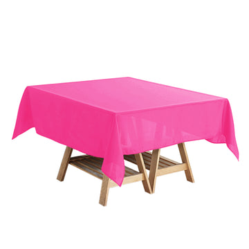 Fuchsia Polyester Square Tablecloth, 54"x54" Table Overlay