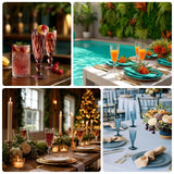 6-Pack Champagne Flute Glasses Transparent Amber Gold Textured Crystal Cut Design - Chic Wine Goblets for Parties & Events 6oz 8"