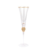 6 Pack Gold Rim Crystal Champagne Flute Glasses with Studded Diamond Rhinestones 6oz Long#whtbkgd