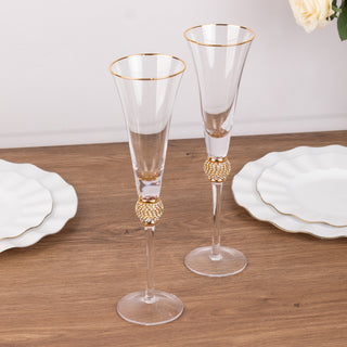 <h3 style="margin-left:0px;"><strong>Classic Clear Gold Rim Champagne Flute Glasses</strong>