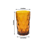 6 Pack Amber Crystal Cut Highball Cocktail Glasses with Heavy Base, 12oz Textured Whiskey