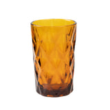 6 Pack Amber Crystal Cut Highball Cocktail Glasses with Heavy Base, 12oz Textured Whiskey