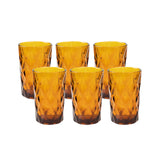 6 Pack Amber Crystal Cut Highball Cocktail Glasses with Heavy Base, 12oz Textured Whiskey#whtbkgd