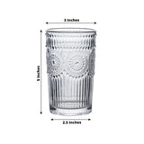 6 Pack Embossed Glass Tumblers – 13oz Clear Vintage Textured Floral Drinking Cups for Water & Cocktails