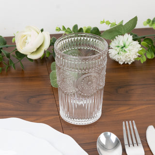 Clear Embossed Glassware with Classic Floral Detailing