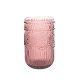 Vintage Embossed Drinking Glasses, Highball Cocktail Glass Tumblers Dusty Rose#whtbkgd