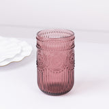 Vintage Embossed Drinking Glasses, Highball Cocktail Glass Tumblers Dusty Rose