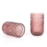 Vintage Embossed Drinking Glasses, Highball Cocktail Glass Tumblers Dusty Rose