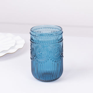 <strong>Ocean Blue Whiskey Tumblers with Vintage Flower Design</strong>