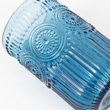 Vintage Embossed Drinking Glasses, Highball Cocktail Glass Tumblers Ocean Blue