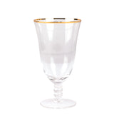 6 Pack Crystal Gold Rimmed Red Wine Glasses with Short Beaded Stem, 16oz Clear Water Goblet#whtbkgd