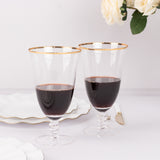 6 Pack Crystal Gold Rimmed Red Wine Glasses with Short Beaded Stem, 16oz Clear Water Goblet Cocktail