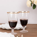 6 Pack Crystal Gold Rimmed Red Wine Glasses with Short Beaded Stem, 16oz Clear Water Goblet Cocktail