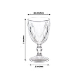 6 Pack Clear Crystal Cut Cocktail Glasses, 12oz Embossed Stemmed Colored Wine Glasses Goblet