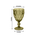 6-Pack Wine Glasses Dusty Sage Green Embossed Crystal Cut Design Stemmed - Colored Goblets