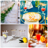 Elegant table settings with gold accents and beverages. Perfect for special occasions.