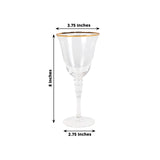 6 Pack Gold Rimmed Crystal Wine Goblet Glasses with Long Beaded Stem