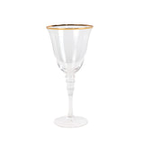 6 Pack Gold Rimmed Crystal Wine Goblet Glasses with Long Beaded Stem#whtbkgd