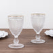 6 Pack Crystal Diamond Embossed Wine Goblet Glasses with Gold Rim, 8oz Vintage Clear Cocktail Glass