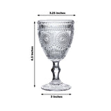 6-Pack Clear Vintage Goblets 11oz – Embossed Glass Cocktail & Wine Glasses with Floral Design