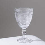 6-Pack Clear Vintage Goblets 11oz – Embossed Glass Cocktail & Wine Glasses with Floral Design