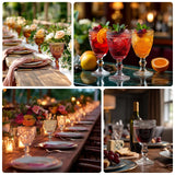 6-Pack Clear Vintage Goblets 11oz – Embossed Glass Cocktail & Wine Glasses with Floral Design