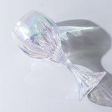 6 Pack Prism Cut Crystal Wine Glass Goblets – Iridescent Clear 10oz Stemware Set