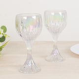 6 Pack Prism Cut Crystal Wine Glass Goblets – Iridescent Clear 10oz Stemware Set