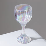 6 Pack Prism Cut Crystal Wine Glass Goblets – Iridescent Clear 10oz Stemware Set