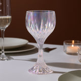 6 Pack Prism Cut Crystal Wine Glass Goblets – Iridescent Clear 10oz Stemware Set