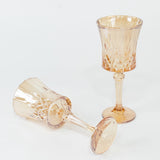 6 Pack 9oz Crystal Cut Glass Goblets Amber Gold – Elegant Vintage Wine, Water & Cocktail Glasses