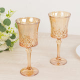 6 Pack 9oz Crystal Cut Glass Goblets Amber Gold – Elegant Vintage Wine, Water & Cocktail Glasses