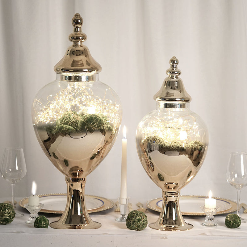 Gold glass apothecary jar with lid