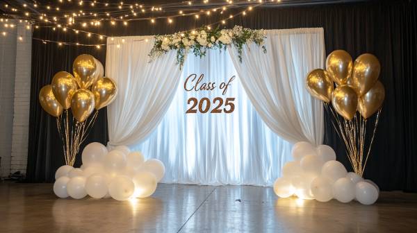 GRADUATION BACKDROP- GOLD BACKDROP