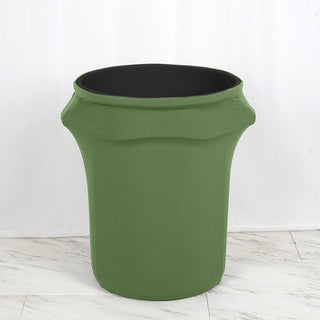 Green Stretch Spandex Round Trash Bin Container Cover