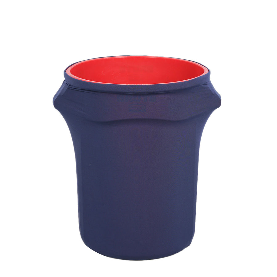 41-50 Gallons Navy Blue Stretch Spandex Round Trash Bin Container Cover