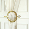 Set of 2 | 6inch Gold Acrylic Braided Barrette Style Curtain Tie Backs With Crystal Diamond