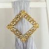 Set of 2 | 7inch Gold Barrette Style Diamond Backdrop Drapery Holdbacks