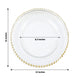 8 Pack | 12inch Gold Beaded Round Glass Charger Plates, Event Tabletop Decor