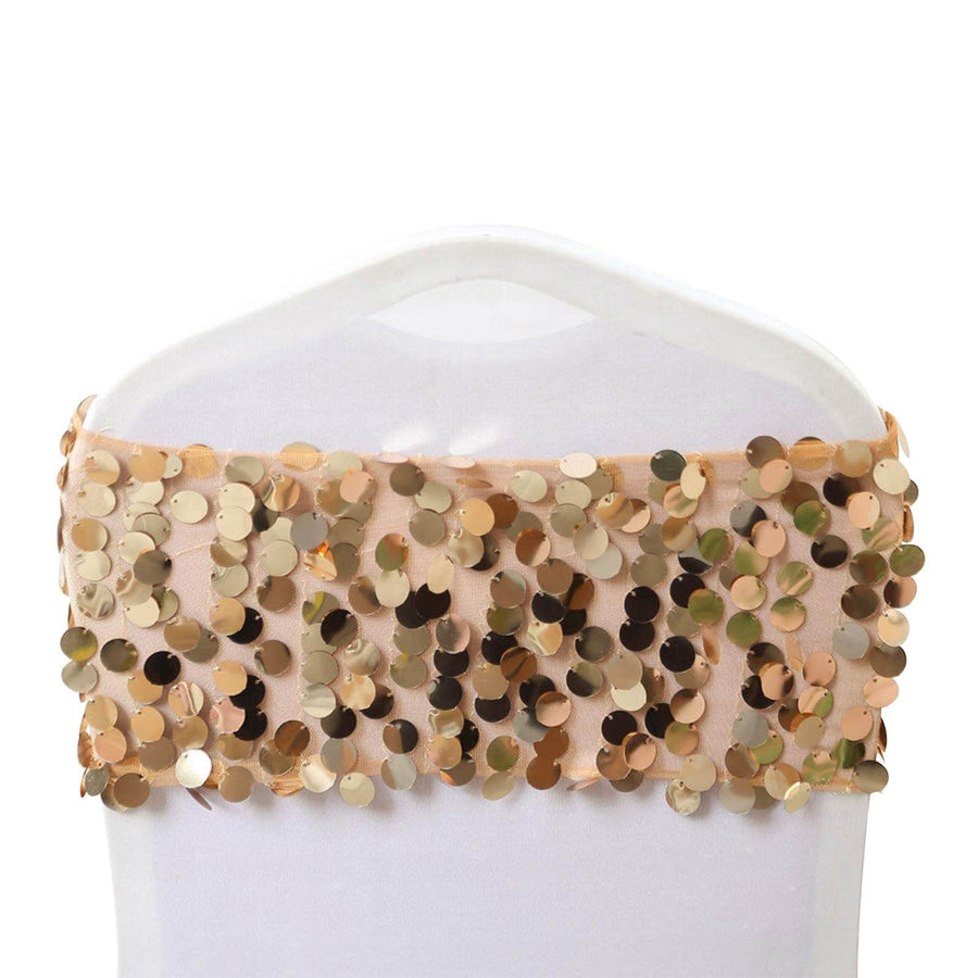 5 pack | Gold | Big Payette Sequin Round Chair Sashes