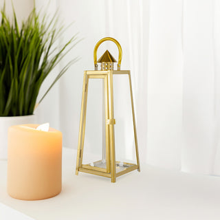 Elegant Gold Cone Top Stainless Steel Candle Lantern